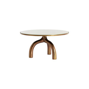 Sklenený okrúhly konferenčný stolík v bronzovej farbe/béžový ø 76 cm Mello – Light & Living