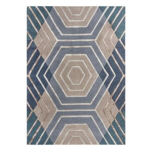 Modrý vlnený koberec Flair Rugs Harlow, 120 x 170 cm