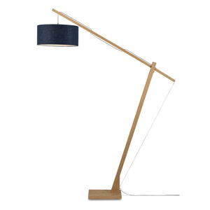 Stojacia lampa s tmavomodrým tienidlom a konštrukciou z bambusu Good&Mojo Montblanc