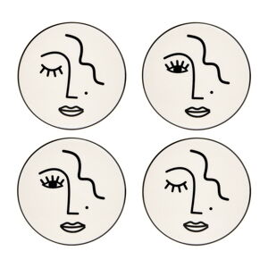 Súprava 4 porcelánových tanierikov Sass & Belle Abstract Face