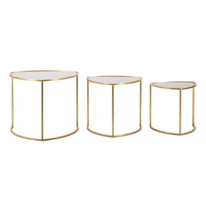 Okrúhle konferenčné stolíky v súprave 3 ks so sklenenou doskou v zlatej farbe ø 60 cm Triangle – Mauro Ferretti