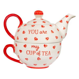 Červená/biela keramická čajová súprava You are My Cup of Tea – Sass & Belle