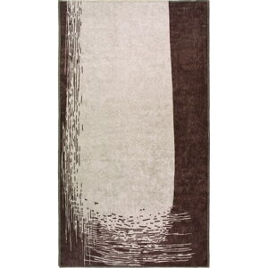 Tmavo hnedo-krémový prateľný koberec 150x80 cm - Vitaus