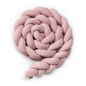 Ružový bavlnený pletený mantinel do postieľky ESECO, dĺžka 220 cm