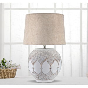 Biela/béžová stolová lampa s textilným tienidlom (výška  59 cm) Atene – Mauro Ferretti