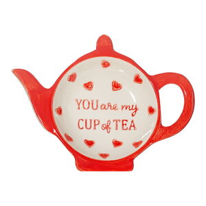 Červená/biela keramická odkladacia miska na čajové vrecko You are My Cup of Tea – Sass & Belle