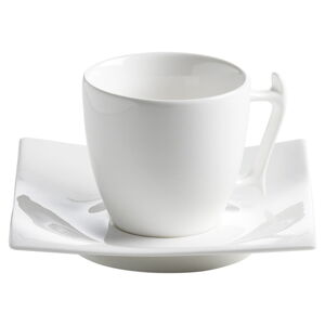 Biely porcelánový hrnček s tanierikom Maxwell & Williams Motion, 100 ml