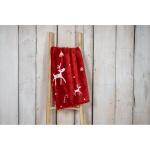 Červená vianočná televízna deka z mikroplyšu 200x150 cm Dasher - My House