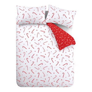 Červené/biele obliečky na jednolôžko 135x200 cm Candy Cane – Catherine Lansfield