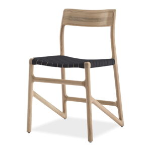 Jedálenská stolička z masívneho dubového dreva s čiernym sedadlom Gazzda Fawn