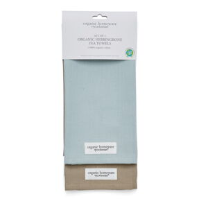 Súprava 2 modro-hnedých bavlnených utierok Cooksmart ® Herringbone, 45 x 65 cm