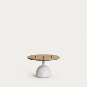 Biely/v prírodnej farbe okrúhly konferenčný stolík s doskou z akácie ø 55 cm Saura – Kave Home