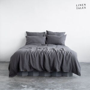 Tmavo šedé ľanové obliečky na dvojlôžko 200x200 cm - Linen Tales