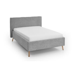 Svetlosivá čalúnená dvojlôžková posteľ s úložným priestorom s roštom 140x200 cm Riva – Meise Möbel
