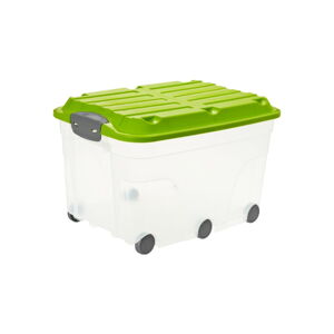 Plastový úložný box s vekom na kolieskach 57 l Roller - Rotho