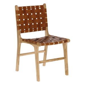 Koňakovohnedé/v prírodnej farbe kožené jedálenské stoličky v súprave 2 ks Calixta – Kave Home