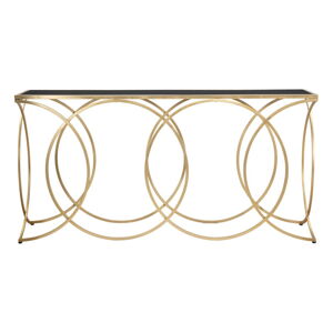 Čierny/v zlatej farbe konzolový stolík so sklenenou doskou 40x160 cm Infinity – Mauro Ferretti