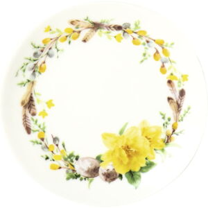 Žltý/biely dezertný porcelánový tanier ø 10 cm Helene – IHR