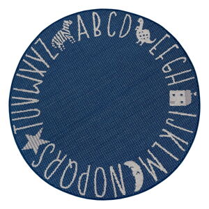 Modrý detský koberec Ragami Letters, ø 120 cm