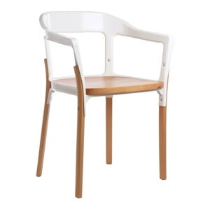Bielo-hnedá jedálenská stolička Magis Steelwood