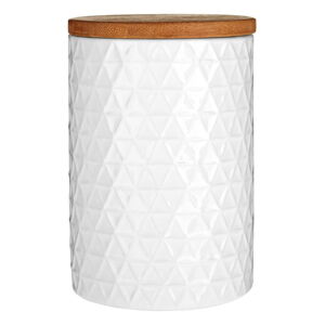 Biela dóza s bambusovým vrchnákom Premier Housewares White Tri Canister, ⌀ 10 cm