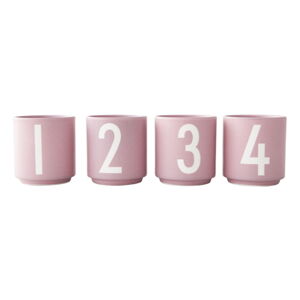 Súprava 4 ružových hrnčekov z imitácie porcelánu Design Letters, 0,5 l