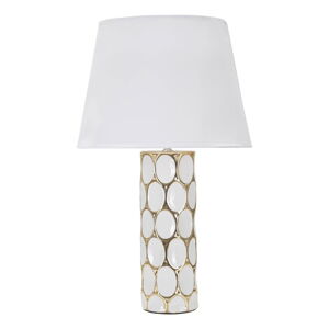 Biela/v zlatej farbe keramická stolová lampa s textilným tienidlom (výška  56 cm) Glam Carv – Mauro Ferretti