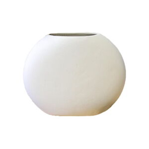 Biela ovalná keramická váza Rulina Flat, výška 17 cm