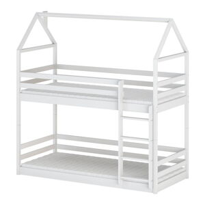 Biela domčeková/poschodová detská posteľ 70x160 cm Axel - Lano Meble