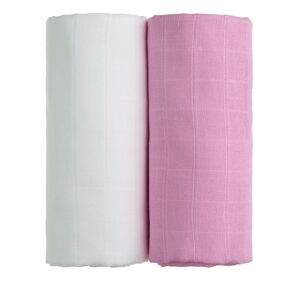 Súprava 2 bavlnených osušiek v bielej a ružovej farbe T-TOMI Tetra, 90 x 100 cm