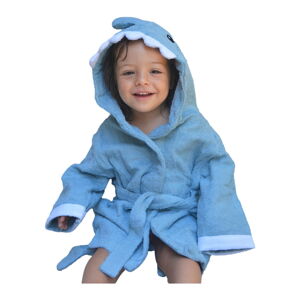 Modrý bavlnený detský župan veľkosť M Shark - Rocket Baby