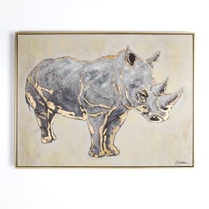 Ručne maľovaný obraz Graham & Brown Rhino, 80 × 60 cm