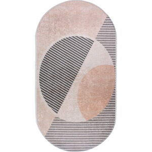 Svetloružový/krémovobiely umývateľný koberec 120x180 cm Oval – Vitaus