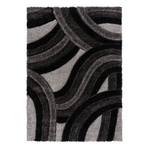 Čierny/sivý ručne tkaný koberec z recyklovaných vlákien 120x170 cm Velvet – Flair Rugs