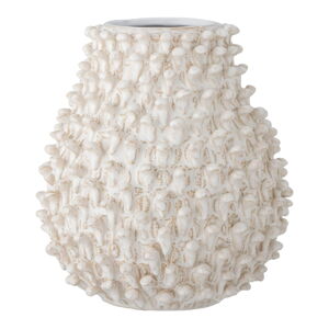 Krémovobiela kameninová ručne vyrobená váza Spikey – Bloomingville