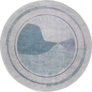 Modrý/krémovobiely umývateľný okrúhly koberec ø 120 cm Yuvarlak – Vitaus