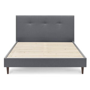 Tmavosivá čalúnená dvojlôžková posteľ s roštom 180x200 cm Tory - Bobochic Paris