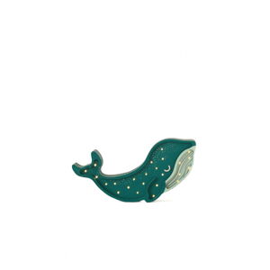 Tyrkysovomodrá stolová lampa Little Lights Whale, šírka 40 cm