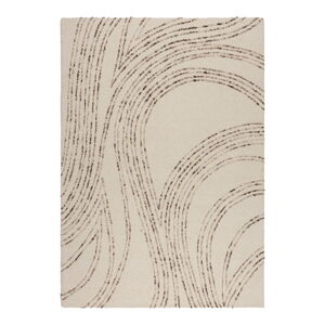 Hnedý/krémovobiely vlnený koberec 160x230 cm Abstract Swirl – Flair Rugs