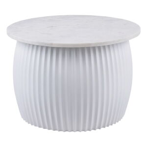 Biely okrúhly konferenčný stolík s doskou v dekore mramoru ø 52 cm Luscious – Leitmotiv