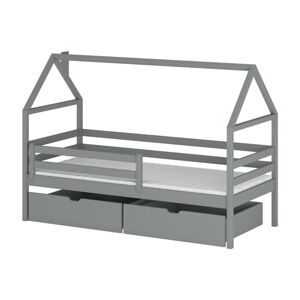 Sivá domčeková detská posteľ s úložným priestorom 80x160 cm Aron - Lano Meble