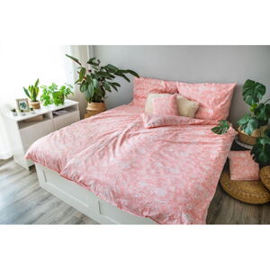 Ružové bavlnené obliečky na jednolôžko 140x200 cm LP Dita Pink Blossom - Cotton House