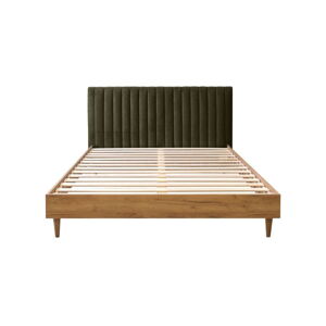 Tmavozelená/v prírodnej farbe dvojlôžková posteľ s roštom 160x200 cm Oceane – Bobochic Paris