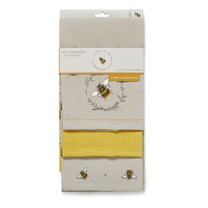 Súprava 3 béžovo-žltých bavlnených kuchynských utierok Cooksmart ® Bumble Bees
