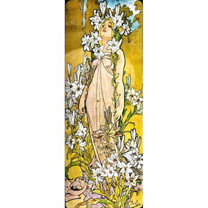 Reprodukcia obrazu Alfons Mucha - The Flowers Lily, 30 × 80 cm