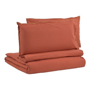 Oranžovohnedé obliečky s plachtou z organickej bavlny Kave Home Ibelis, 220 x 240 cm