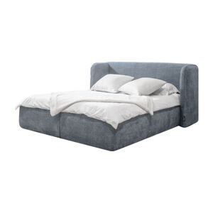 Svetlo šedá čalúnená dvojlôžková posteľ s úložným priestorom s roštom 160x200 cm Louise - Bobochic Paris