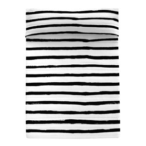 Čierno-biely bavlnený prešívaný pléd 250x260 cm Stripes – Blanc