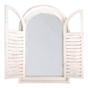 Biele zrkadlo ručnej výroby s okenicou Esschert Design