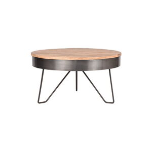 Sivý konferenčný stolík s doskou z mangového dreva LABEL51 Saran, ⌀ 80 cm